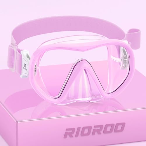 Taucherbrille Kinder mit Stoffband Schwimmbrille Kinder Und Elastischem Stoffband Tauchmaske mit Nasenabdeckung 180Panorama HD Anti Nebel Anti-Leck für Kinder 4-16 Jahre