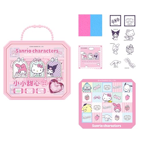 AAGWW スタンプ グッズ セット 8 枚 ハンドケース収納仕様 DIY オモチャ PVC 押印がはっきり 子供向け 褒美用 かわいいキャラクター コレクション プレゼント(ピンク)