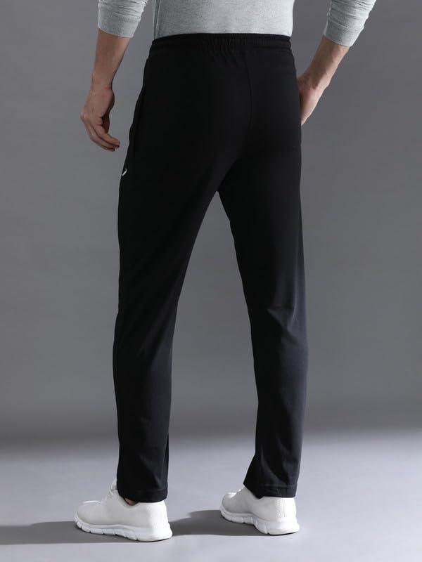 Image of CROCODILE Men Solid Regular Fit Track Pant | Mid Rise | Drawstring Waist | Regular Length | Casual Sports Lounge Bottomwear Jet Black
