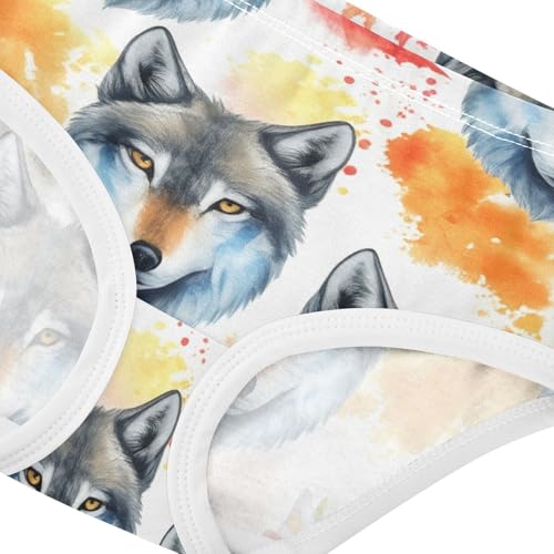 Cotton Toddler Underwear Floral Watercolor Wolf Halloween Pumpkins Girl Panties Cute Personalized Briefs Undies Kids 2t4