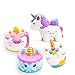 SYYISA Squishies 4 Pcs Jumbo Slow Rising Squishies Kawaii Colored Unicorn, Unicorn Donut, White Unicorn Mousse Cake and Blue Narwhal Cake Creamy Scent for Kids Party Toys Stress Reliever Toy - 4 Pack