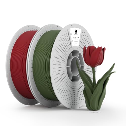 kexcelled Matte Olive Green and Cherry Red PLA Set Bundle Filament 1.75 mm +/- 0.03 mm, 2 Pack, 3D Printing Aesthetic Ma