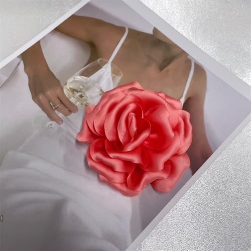 Image of Dainty Peony Rose Flower Brooches Lapel Pins Delicate Elegant Fabric Flowers Brooch Pin for Women Flower Corsage for Wedding Party Accessories Jewelry Gifts100mm