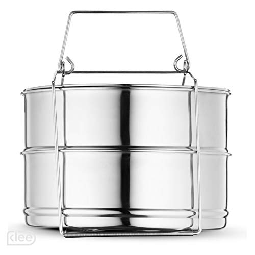 Klee Utensils 3-Piece Stackable Stainless Steel Pressure Cooker Insert Pans with Lid