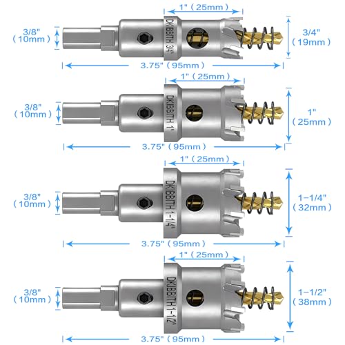 Dkibbith DKVIP-0047 4 Pcs Tct Hole Saw Drill Bit Set,3/4 Inch To 1-1/2 Inch Tungsten Carbide Hole Saws Kit thumb #1