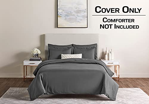 Image of Nestl California King Duvet Cover Set - 5 Piece Set with 1 Cal King Duvet, 2 Pillow Shams, 2 Pillowcases, Button Closure, Grey, 104x98 inches