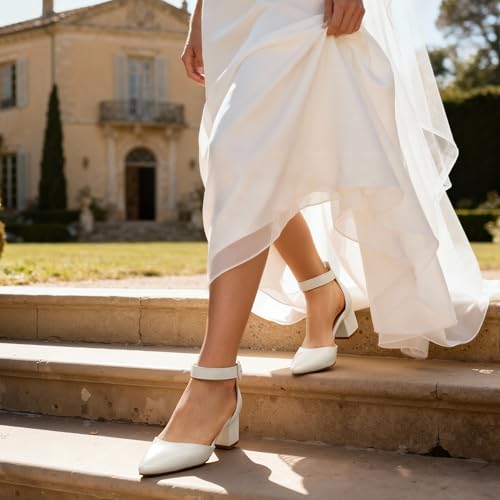 Image of DREAM PAIRS ANNEE Pointed Toe Low Chunky Heels Pump Shoes