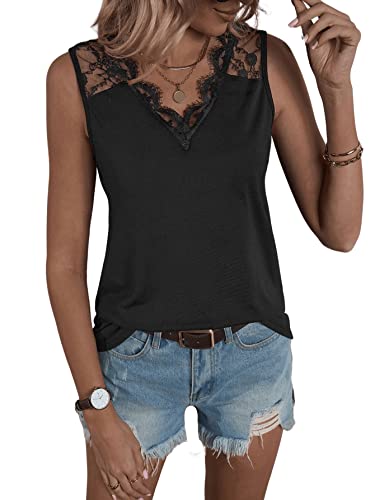 GORGLITTER Damen Tank Top Spitzen Oberteil Sommer Spitzenshirt Ohne Ärmel...