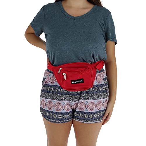 Everest Fabric Multi Pocket Fanny Waist Pack, Red #TOP1