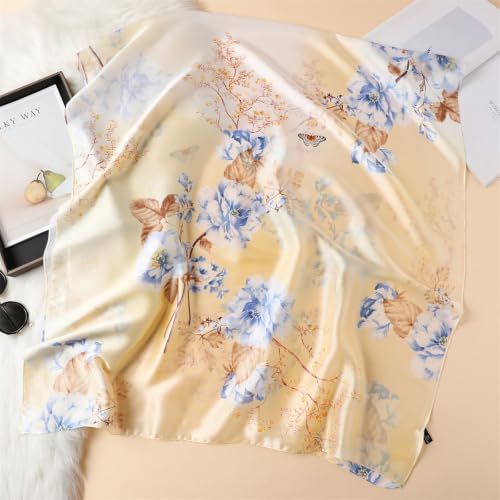 Image of Floral Printed Silk stole | silk Scarf for Women | stylish silk stole for women | Soft Lightweight Stole, Shawl & Neck Wrap | Scarf for Wedding, Party, Travel & Casual Wear