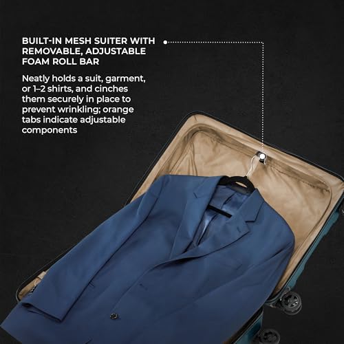 Image of Briggs & Riley 27 inch Medium Trunk Spinner - Checked Luggage for Travel, Suitcases with Wheels, Hardside Rolling Bag for Men & Women, Self-Repairing Zipper - Torq Collection, Ocean