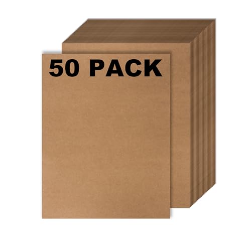 50 Pack Kraft Paper - Brown Stationery Paper- Brown Craft Paper for Arts and Craft, Drawing, D.I.Y. Projects - Letter Size Kraft Paper - Laser & Inkjet Printer Compatible - 8.5 x 11 Inches