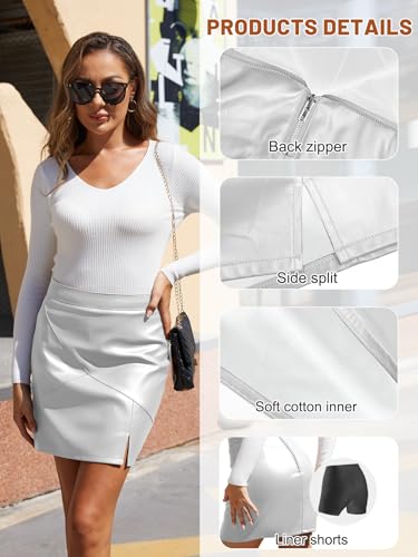 Image of We1Fit Womens Fuax Leather Skirt High Waisted Bodycon Pencil Mini Skirts with Shorts