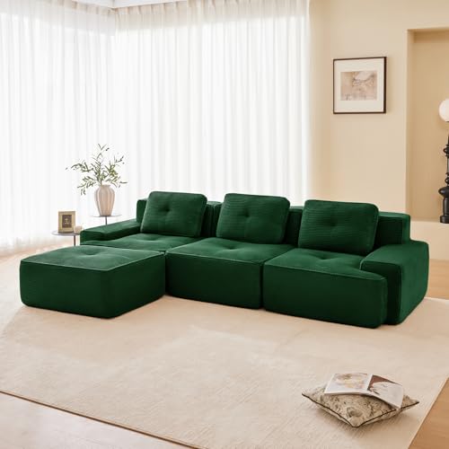 Image of Corduroy Modular Sectional Sofa, Oversized Cloud Couches for Living Room