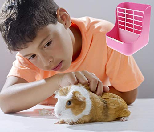 STTQYB Hay Feeder, 2 in 1 Hay Food Bin Feeder for Small Animals Food hay Feeder for Rabbit, Guinea Pig (1 Pack, Pink) - Thumbnail 5