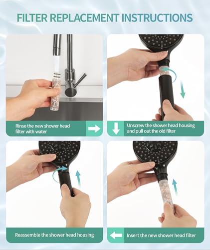SR SUN RISE Shower Filter for Handheld Shower Head, 2-Pack Replacement Filters for Hard Water Remove Chlorine and Harmful Substances Only Fits SR SUN RISE Shower Head