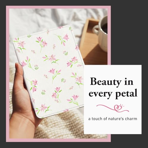 Image of CoBak Lightweight Stand Cute Case for 7 inch Kindle Paperwhite 12th Gen 2024 and Kindle Colorsoft with Right Hand Strap - Compatible with iPhone MagSafe, for Samsung /Anker Wireless Charging Pads