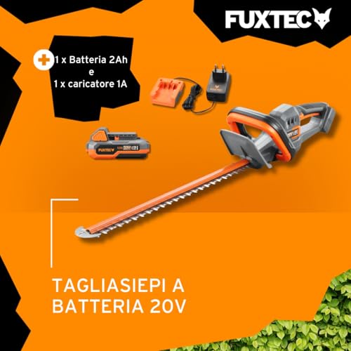 Fuxtec Tagliasiepi a Batteria 20V FX-E1HS20 - Kit incl. Batteria e Caricabatterie -Lunghezza di Taglio di 520mm per Rami Fino a 15mm di Diametro- Una Batteria per Tutti i dispositivi a 20V. - 2