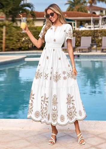 Image of PRETTYGARDEN Womens Summer Dresses Floral Maxi Boho Spring Long Dress