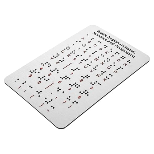 HOODANCOS - HOODANCOS Braille Reference Board Stainless Steel 7.25X4.7 Inch Raised Dots Alphabet and Numbers for Visually Impaired Beginners Escape Room and Classroom Aid