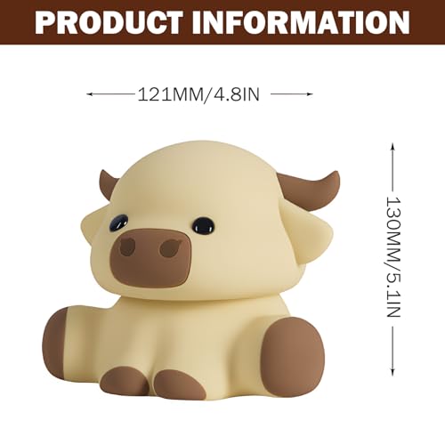 Lámpara de Mesa de Noche Vaca Escocesa Dimmable Silicona miniatura 3
