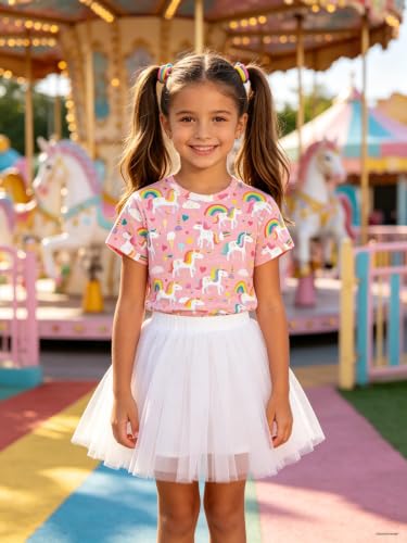 Image of ENLACHIC Girls Teens Pink Flamingo Printed Summer Short Sleeve T-Shirts Cute 3-16 Years