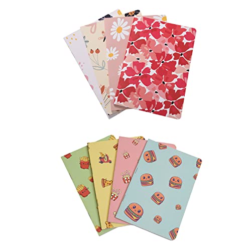 Image of Papboo A5 Handy, Easy to Carry Unruled, Plain Snacks & Floral 2 Sets of 4 for doodling, Writing, Notes, Notebooks -Matte Finished - Journal Diary, Gift.(60 * 8= 480 80 GSM Pages)