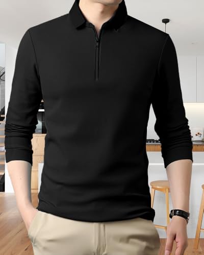 Image of Noble Monk Men's Polycotton Regular Fit Full Sleeves Polo T-Shirt