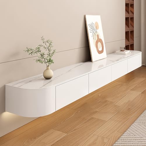 Mueble flotante de madera para TV con cajones para sala de estar, mueble de TV, mueble bajo, 160 cm de ancho