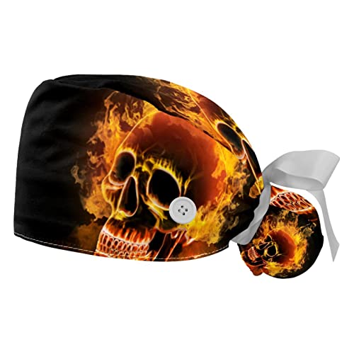 Chapeaux bouffants Tête de Mort JDEZ - 2 casquettes de travail ajustables
