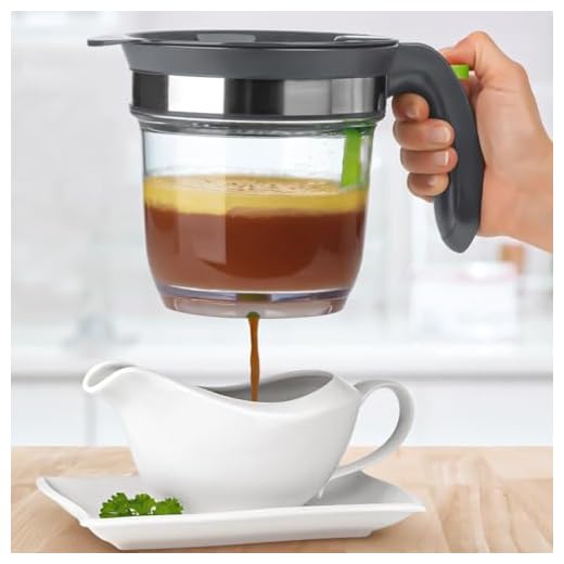 IVYHOME 4 Cups Fat Separator with Bottom Release, Gravy Grease Separator, Soup Oil Separator Measuring Cup, including a Garlic Press for FREE