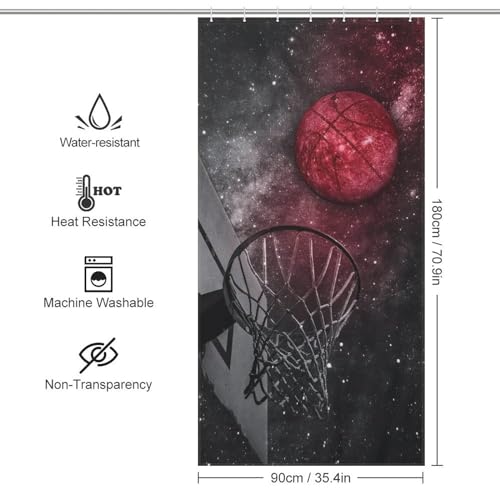 Rideau Douche Lavable Imperméable Basket-Ball Anti-Éclaboussures