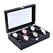Produktbild Chengzuoqing Uhrenbox 12-Uhr-Schwarz-Leder-Kasten-Kasten-Anzeigen-Organisator-Speicher-Behälter for Männer Frauen Zur Aufbewahrung und Heimanzeige (Color : Black, Size : S)