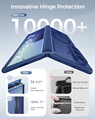 Image of SSLOTSCASE for Samsung Galaxy Z Fold 7 Case, Compatible with MagSafe, Stand & Hinge Protection & Screen Protector, Magnetic Heavy Duty Protective Rugged Full Cover Case for Samsung Z Fold 7 5G, Blue