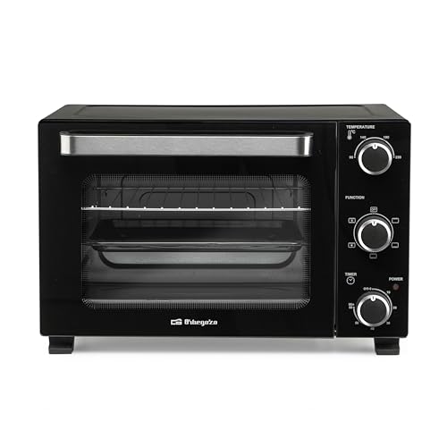Orbegozo HOT 280 Horno Eléctrico de Convección 1500W Capacidad 28L Temperatura Regulable Luz Interior Temporizador 60 min Doble Cristal Resistencias Acero Inoxidable Bandeja y Parrilla