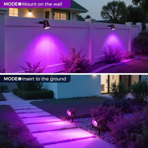 Image of L LOHAS LED Halloween Purple Spotlights Outdoor, 12W Dusk to Dawn, 2 Pack