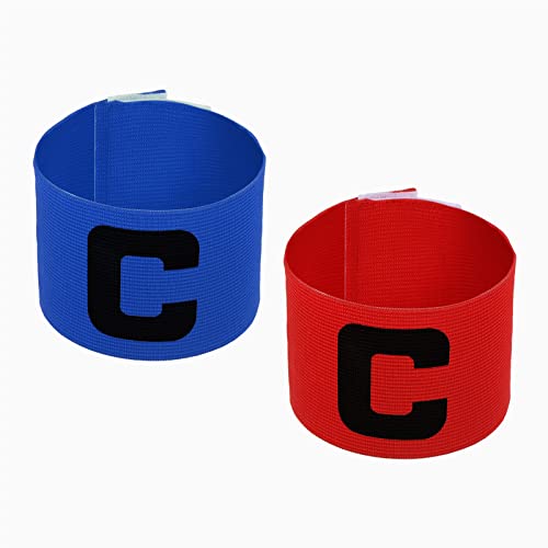 PATIKIL Captain's Armband, 2 Pack Letter C Elastic Arm Band for Soccer Team Training, Blue Red