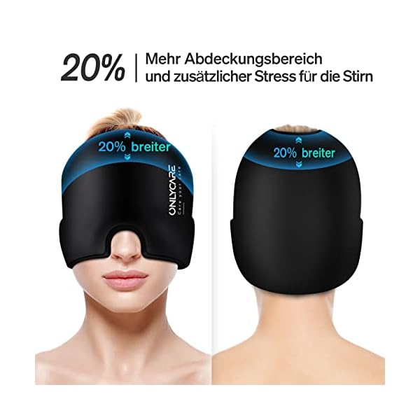ONLYCARE Migräne Maske Migräne Mütze Migräne Relief Cap, Headache Relief Hat Kühlmaske Kühlmütze Kopfschmerzen Maske Kühlhaube Migräne Kappe Kühlpads Gel zur Linderung von Migräne/Kopfschmerzen – Bild 5