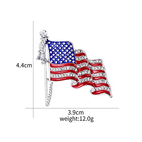 Weimanjewelry Enamel Crystal Waving Usa American Flag Corsage Brooch Pin For Clothes Scarf Bag Hat (Style 1) #TOP1
