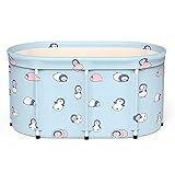 LQ-MAOZI Tragbare Faltbare Badewanne, 80 × 52 × 56 cm Freistehende Badewanne Effiziente Temperaturerhaltung Separates Familienbadezimmer Whirlpool,Penguin Blue