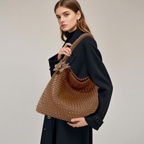 Image of Woven Tote Bag for Women, Shoulder Handbags, Beach Hobo, Handwoven Satchel Underarm Bag, Top-Handle Bag With Purses