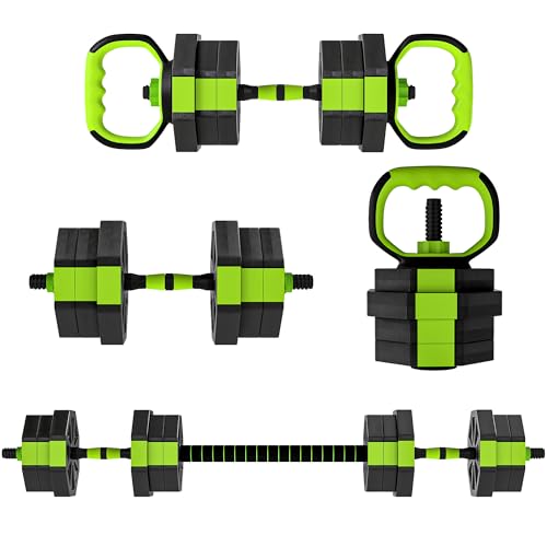 SPORTNOW Juego de Mancuernas Ajustables, 6 en 1, 20kg, Juego de Pesas Utilizado como Kettlebell, Barra, Mancuernas o Soporte para Flexiones, Equipo para Hombres y Mujeres, Gimnasio en Casa