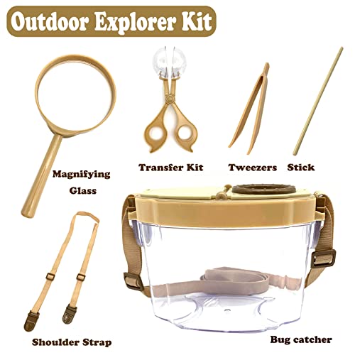 JTCJozz Bug Catcher Kit, Bug Collection Kit, Outdoor Nature Explorer Kit with Tweezers, Magnifying Glass, Science Educational Kit, Bug Observation Container for Boys and Girls (Gold) - Image 3
