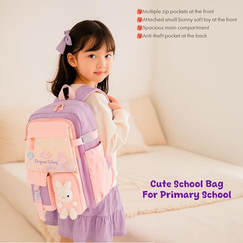 Image of Storite School Bag for Kids Girls 20L | Cute Waterproof Backpack with Chest Strap | Large Capacity Backpack with 180 Wide Opening|Bottle Pocket & Organizer | Primary Travel Bag
