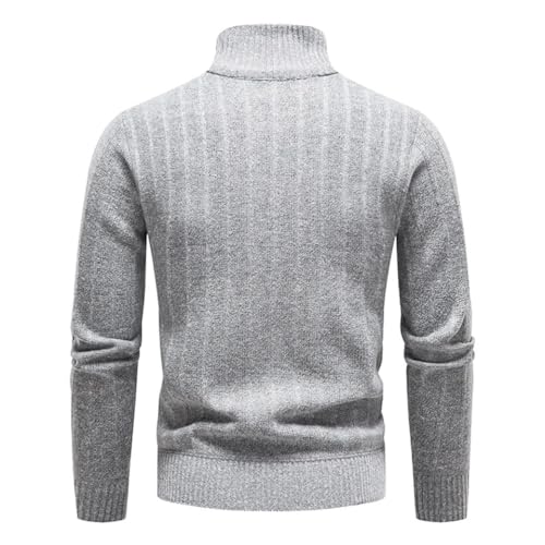 Men's Half Zipper Knit Pullover Fleece Warm Sweater Casual Stand Collar Winter Knitted Long Sleeve Outfit3
