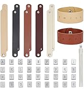 PH PandaHall 36pcs Leather Stamping Tools Letter Number Stamping Punches 13x10mm Leathercraft Met...