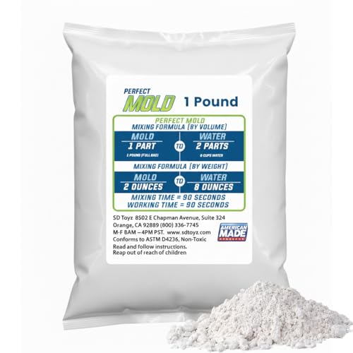 Perfect Mold Alginate Molding Material, Non-Toxic Mold Making Powder for Life Casting, Hand Casting, Baby Footprints, Face & Body Molds, USA Made, 1 lb Bag