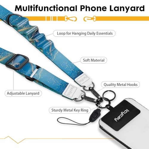 Image of Icycay Phone Lanyard Crossbody Strap Neck Adjustable Teacher Women Marble | for Cell Phone Case Keys ID Badges, Anti Theft, Multifuctional, Cute Phone Holder, Travel Hiking Essential Accessories, Gifts