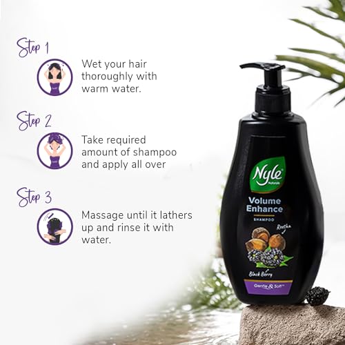 Image of Nyle Naturals Volume Enhance Shampoo |For Voluminous Hair |With Reetha, Blackberry & Amla |Gentle & Soft Shampoo For Men & Women, 400ml