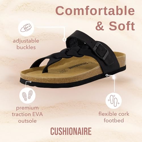 CUSHIONAIRE Women's Libby Cork footbed Sandal with +Comfort and Wide Widths Available,2